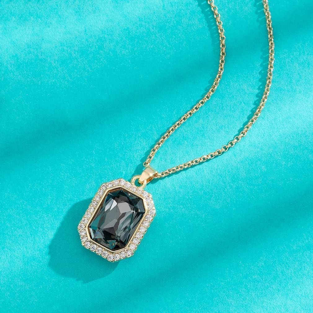 EVEVIC Austrian Crystal Halo Octagon Pendant Necklaces for Women Fashion 14K Gold Plated Dainty Necklace Hypoallergenic Jewelry - Image 6