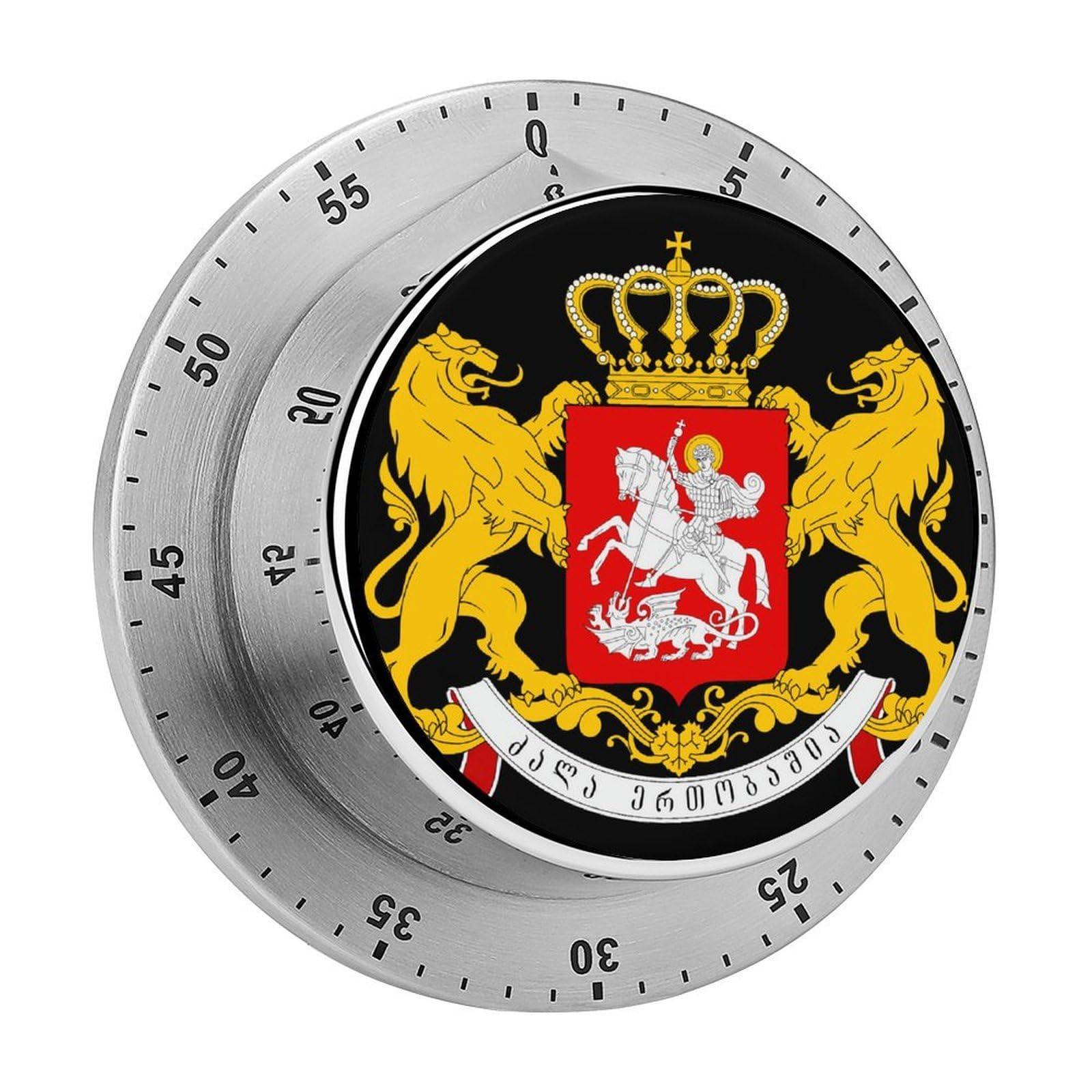 Coat of Arms of Georgia Mechanical Timer with Alarm for Kitchen Cooking Productivity Stainless Steel Timers