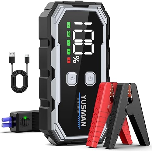 Jump Starter, 5000A 12V Car Battery Booster, Portable Battery Pack (7.0 Gas/5.0L Diesel), Portable Jump Starter with Extended Smart Jump Cables, 3-Mode Lights