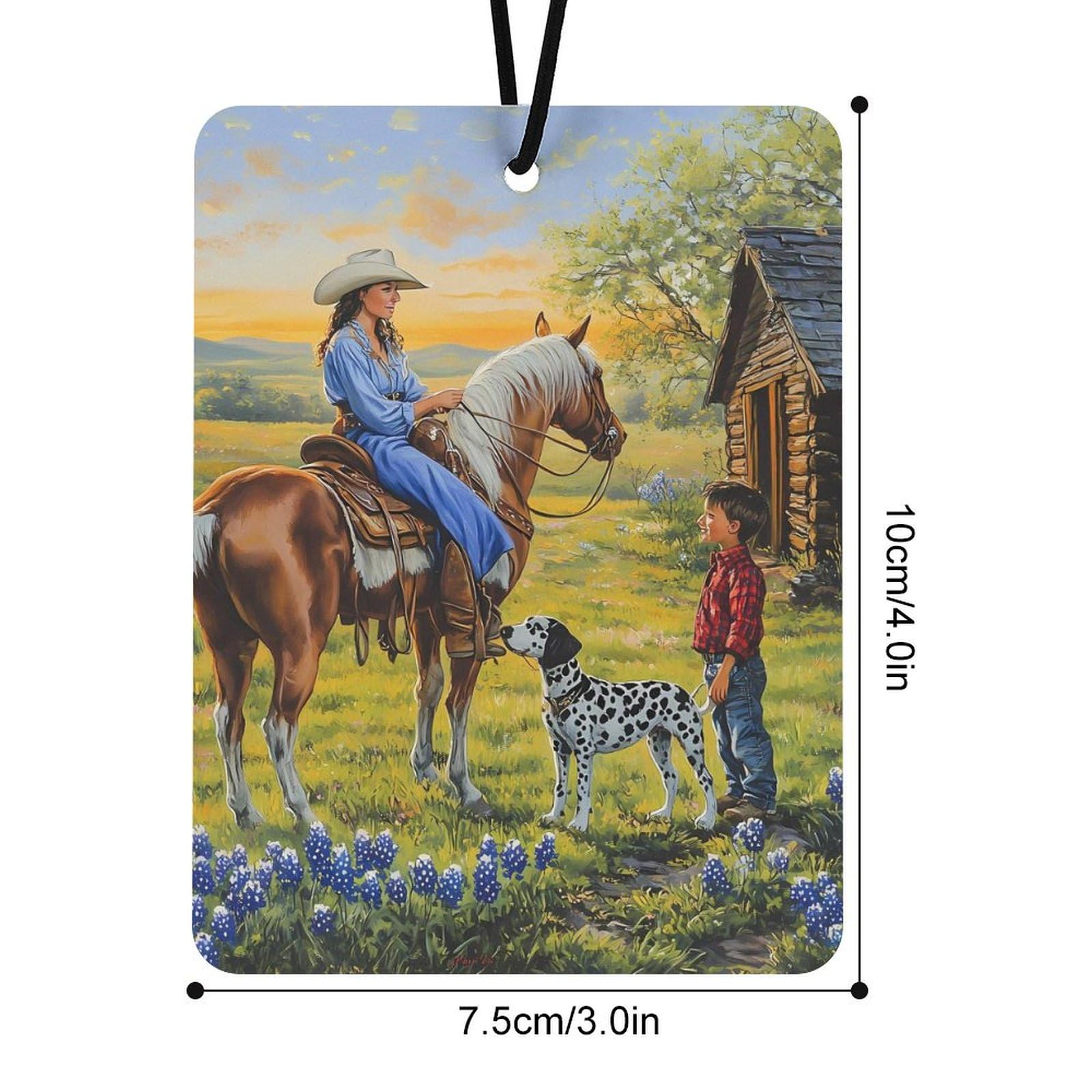 Woman on Horse Car Air Freshener Hanging Aromatherapy Tablets for Car Accessories Square