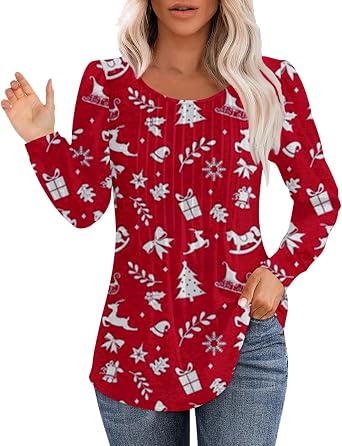 Lolvmvchi Womens Fall Tunic Tops Long Sleeve Plus Size Loose Fit Tunics Casual Floral Swing Flare Top for