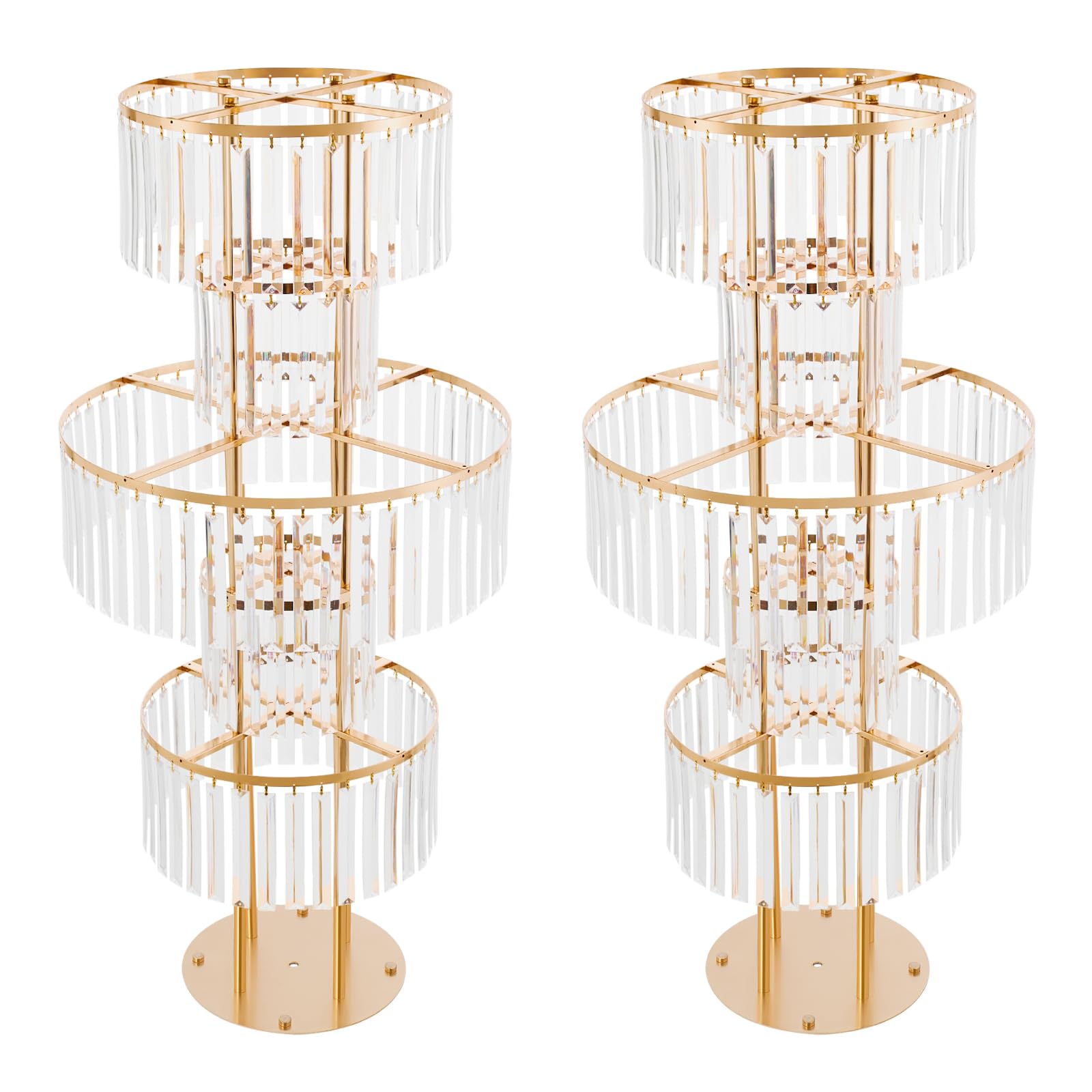 Luxurious Gold Vases for Centerpieces, 2Pcs 43.3in Wedding Centerpiece for Tables, 5-Tier Acrylic Crysta Flower Stand for Wedding Reception, Birthday Party Events, Home Decor