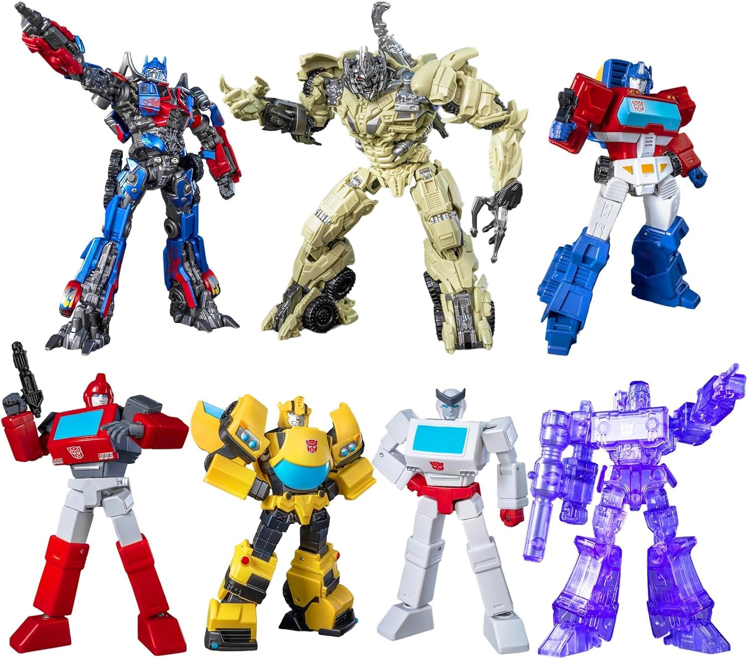 YOLOPARK Transformers Toys 6+1 Pack,AMK MINI WAVE3 Series 4.7" Highly Articulated TF3 Optimus Prime and Megatron,IDW Orion Pax and Bumblebee,G1 Ironhide Rachet Action Figures for Ages 8+,No Converting