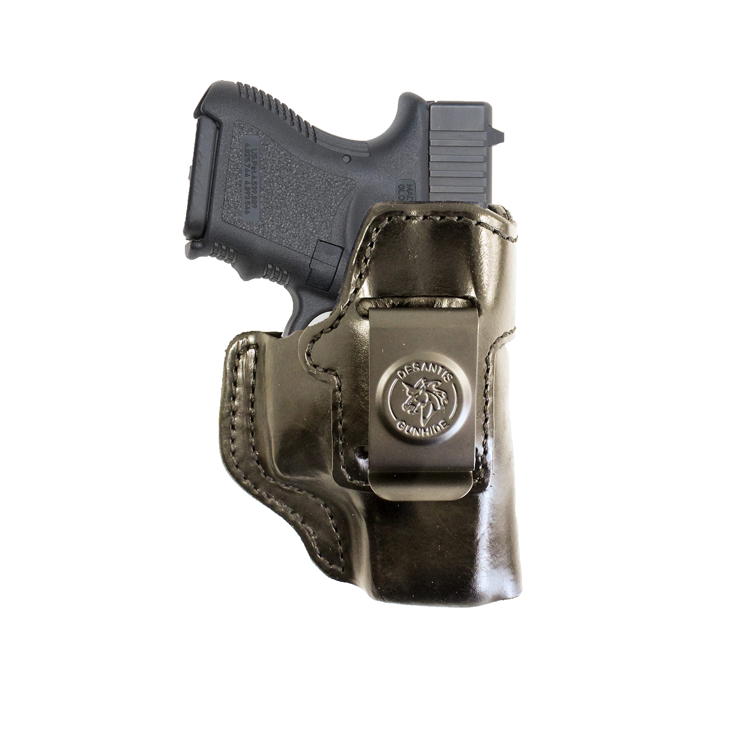 Desantis Inside Heat IWB Holster - Concealed Carry Gun Holster, Leather Holster IWB for Pistols, Compatible with The Glock 26, 27, 36 - Right Hand Draw, Black