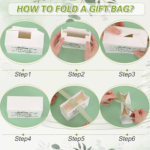 Miniatura 3 de Seajan 60 bolsas de papel de regalo de agradecimiento a granel con cinta de lazo de 5.5 x 4.7 x 2.4 pulgadas para bodas, baby shower, despedidas de