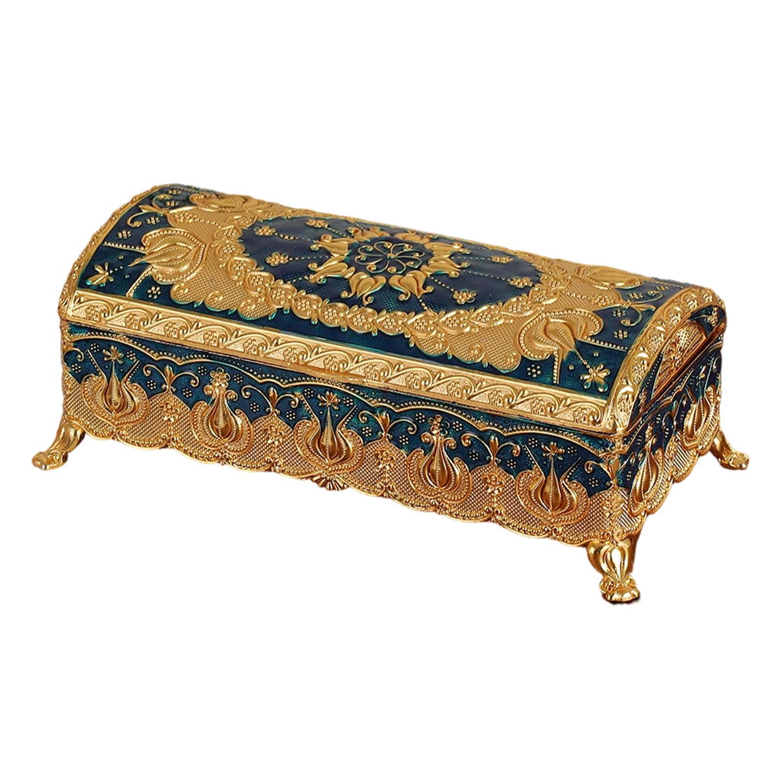 ZBIianxer Stylish Antique Inspires Rectangular Enameled Jewelry Case with Plush Interior Storage Box for Necklaces and Earrings Traditional Decorative Knickknack Box
