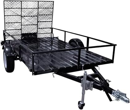 6 ft x 10 ft Single Axle Open Rail Trailer Heavy-Duty Steel Frame, Black UV Powder-Coated Finish 2,000 lb Load Capacity Utility & Equipment Hauler