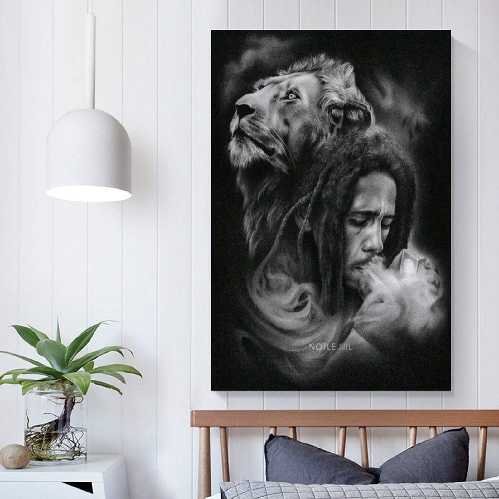 Onthewall Poster Bob Marley – Stampa Artistica Con Citazioni, 40x30 Cm, Carta Satinata 300g, Disegnata A Mano, Collezione 'Il Messaggio' (OTW0051)