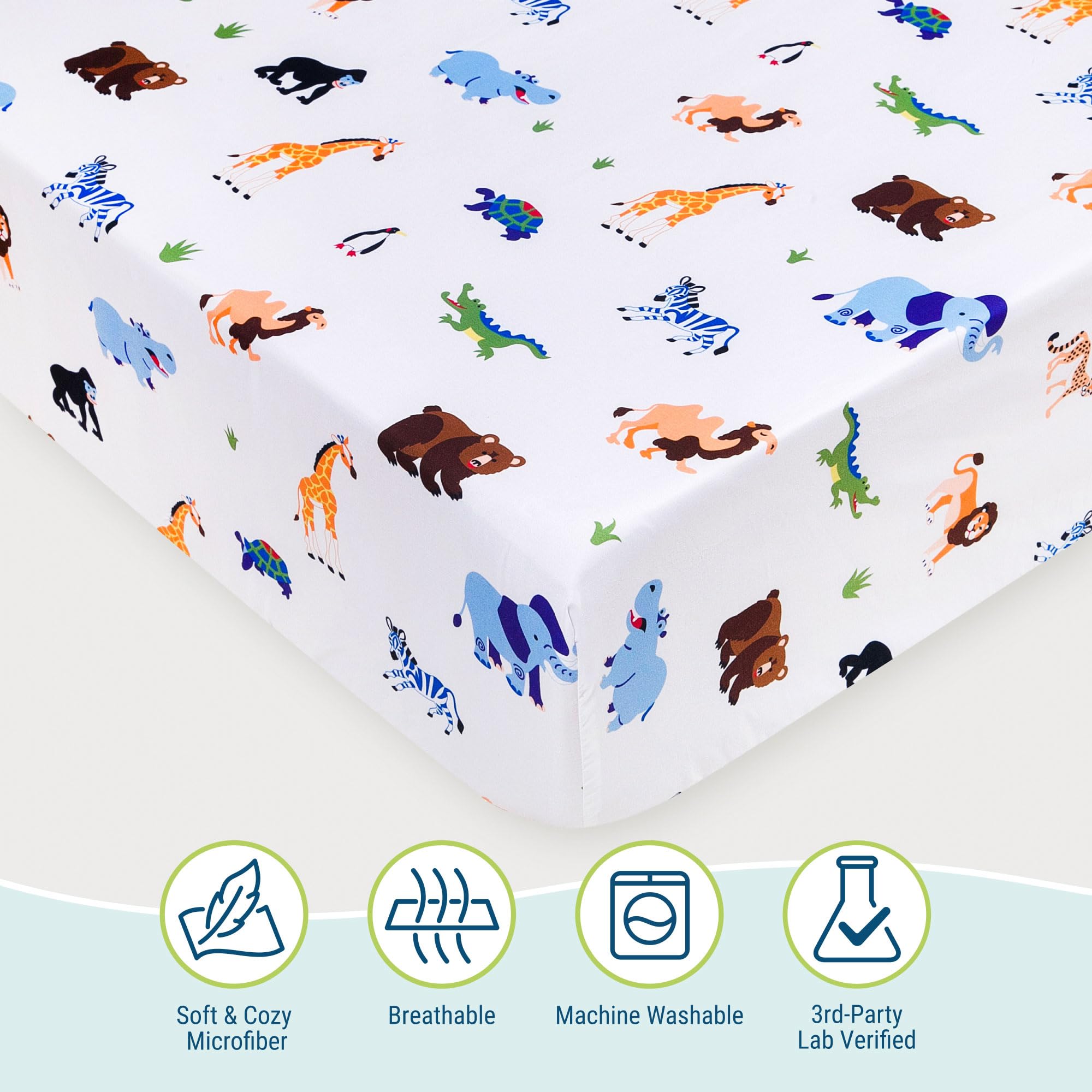 Wildkin Mikrofaser-Spannbetttuch für Jungen und Mädchen, Bettlaken für Kinderbett, Maße: 132 x 71 cm, weicher und atmungsaktiver Stoff, für Kinderbett, passend für Standard-Kinderbett-Matratzen (Wild