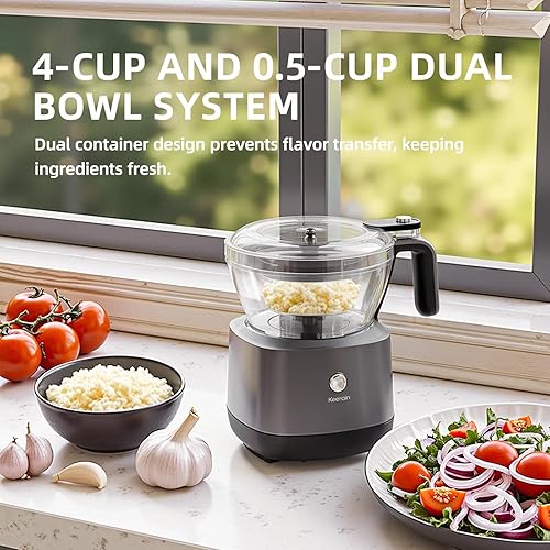 Miniatura 2 de Mini procesador de alimentos y picador de verduras, picadora eléctrica de alimentos para máquina de alimentos para bebés, recipientes dobles de 40.5