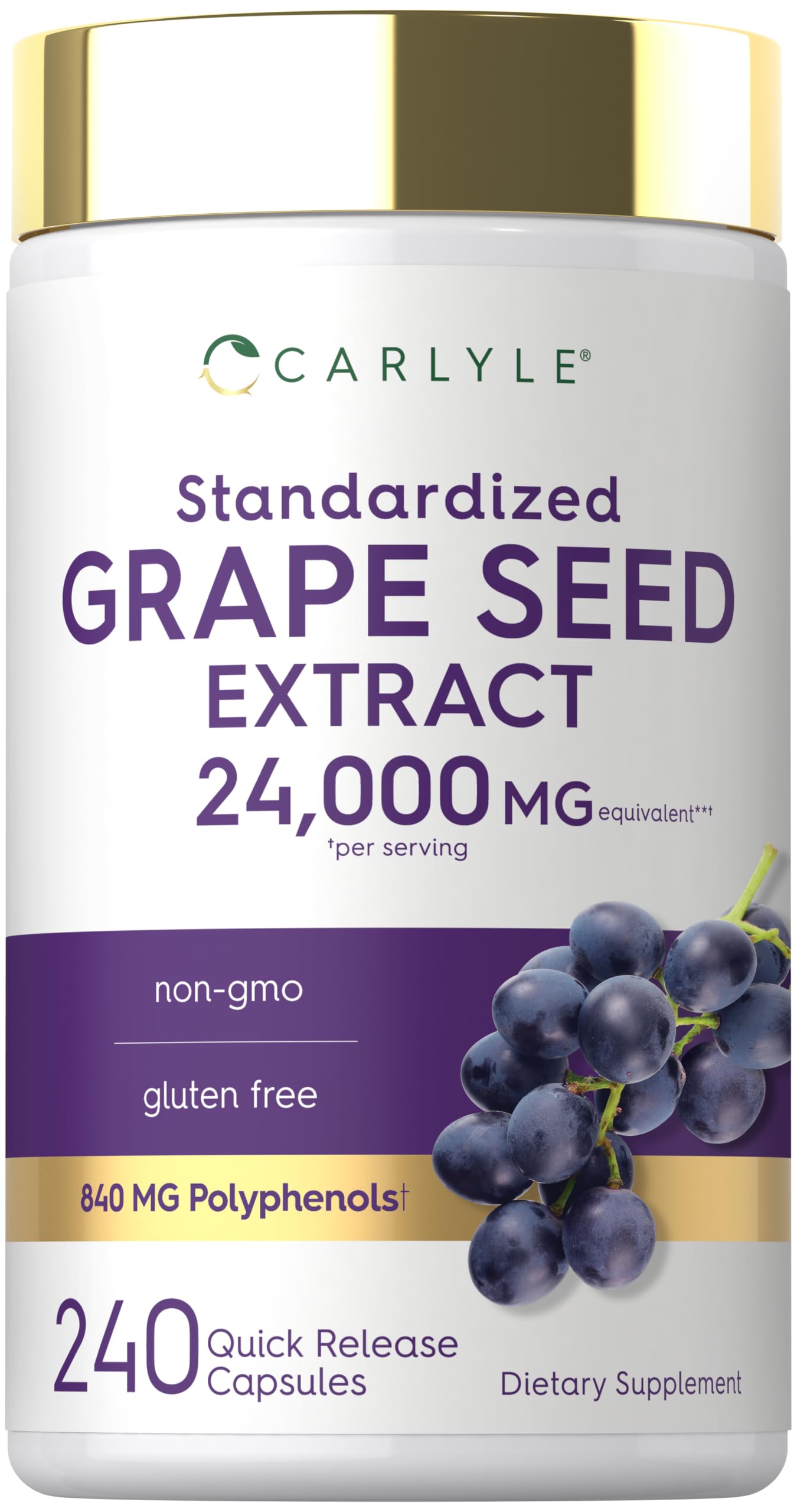 Carlyle Grape Seed Extract Supplement | 240 Capsules