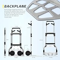 Vista 3 de Carretilla de mano plegable de 340 libras de capacidad, carrito portátil de aluminio con mango telescópico y ruedas de goma de 7 pulgadas