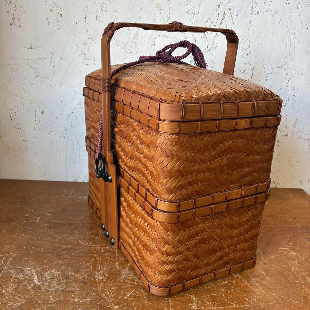 竹籠2点セット!! 竹かご 2箱セット昭和レトロ 竹カゴ 竹