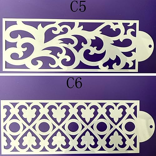 Miniatura 6 de Plantillas de encaje de pastel floral - Bordes de postre de fondant de galletas de encaje hueco, plantillas de decoración lateral, plantillas de