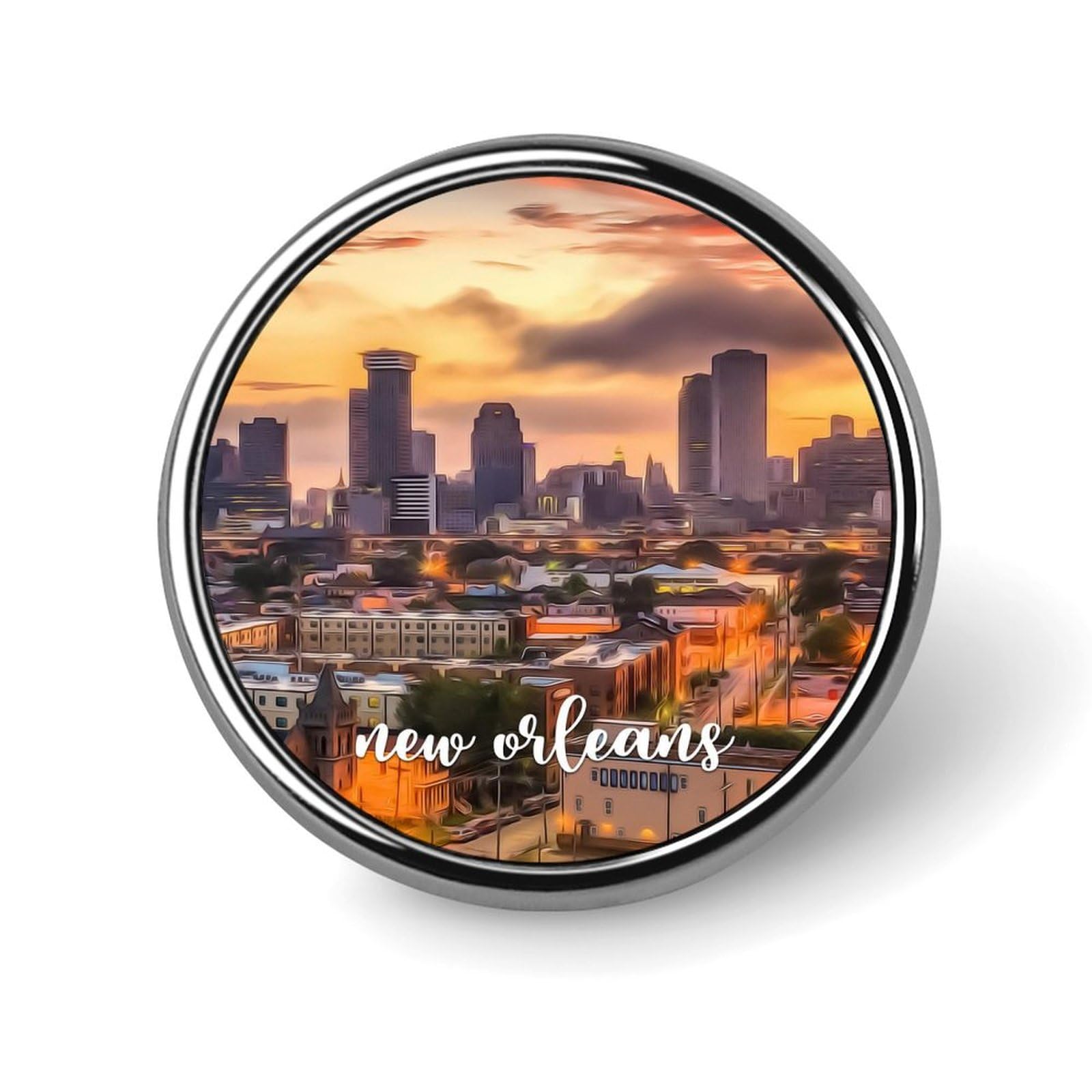 Emaille-Anstecknadeln New Orleans Pins für Rucksäcke Stadt Staat Heimatstadt Button Pins Stadtbild Stadt Skyline Pins Lustiges Reisegeschenk Skyline Baunadeln für Jacken Rucksäcke Kleidung