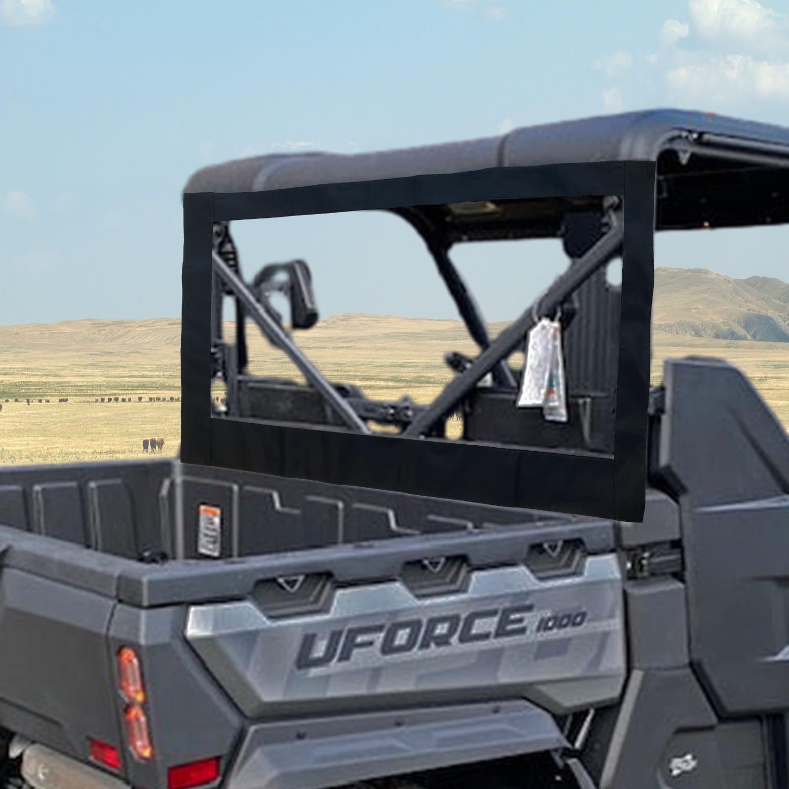 QYMOTO CFMOTO Uforce 1000 1000 XL Rear windshield,Soft PVC Uforce 1000 Back Window with Zipper Roll Up Compatible with 2019-2024 CFMOTO Uforce 1000 2022-2024 Uforce 1000 XL Accessories