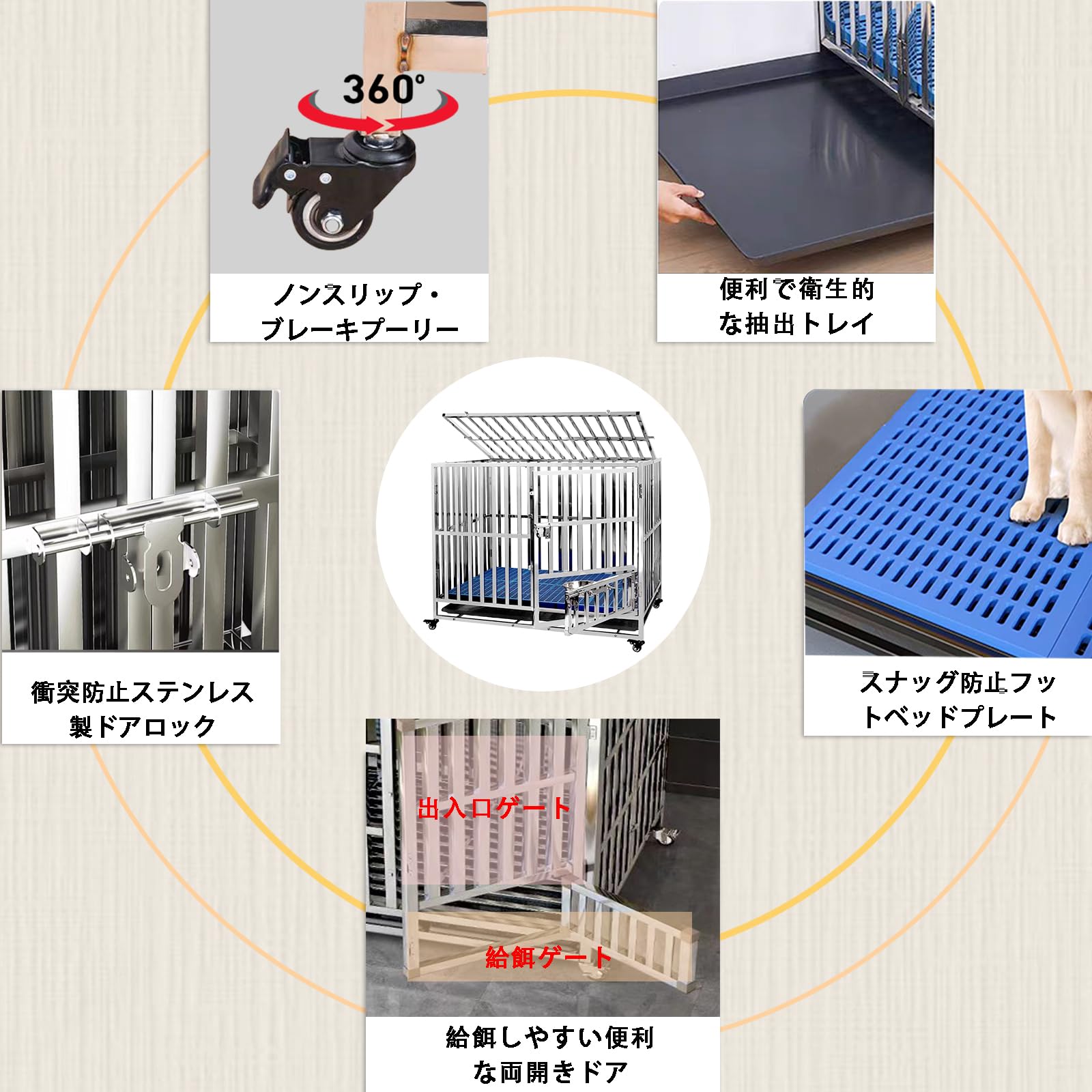 Amazon.co.jp: kilogorge 大型犬 ゲージ ステンレス鋼製犬用ケージ