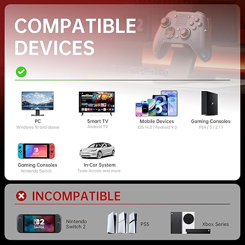 Miniatura 2 de GUSGU G7 Wireless Gaming Controller with Interactive Screen, 1000Hz Polling Rate, Hall Joysticks & Triggers, 4 Programmable Buttons, Compatible with