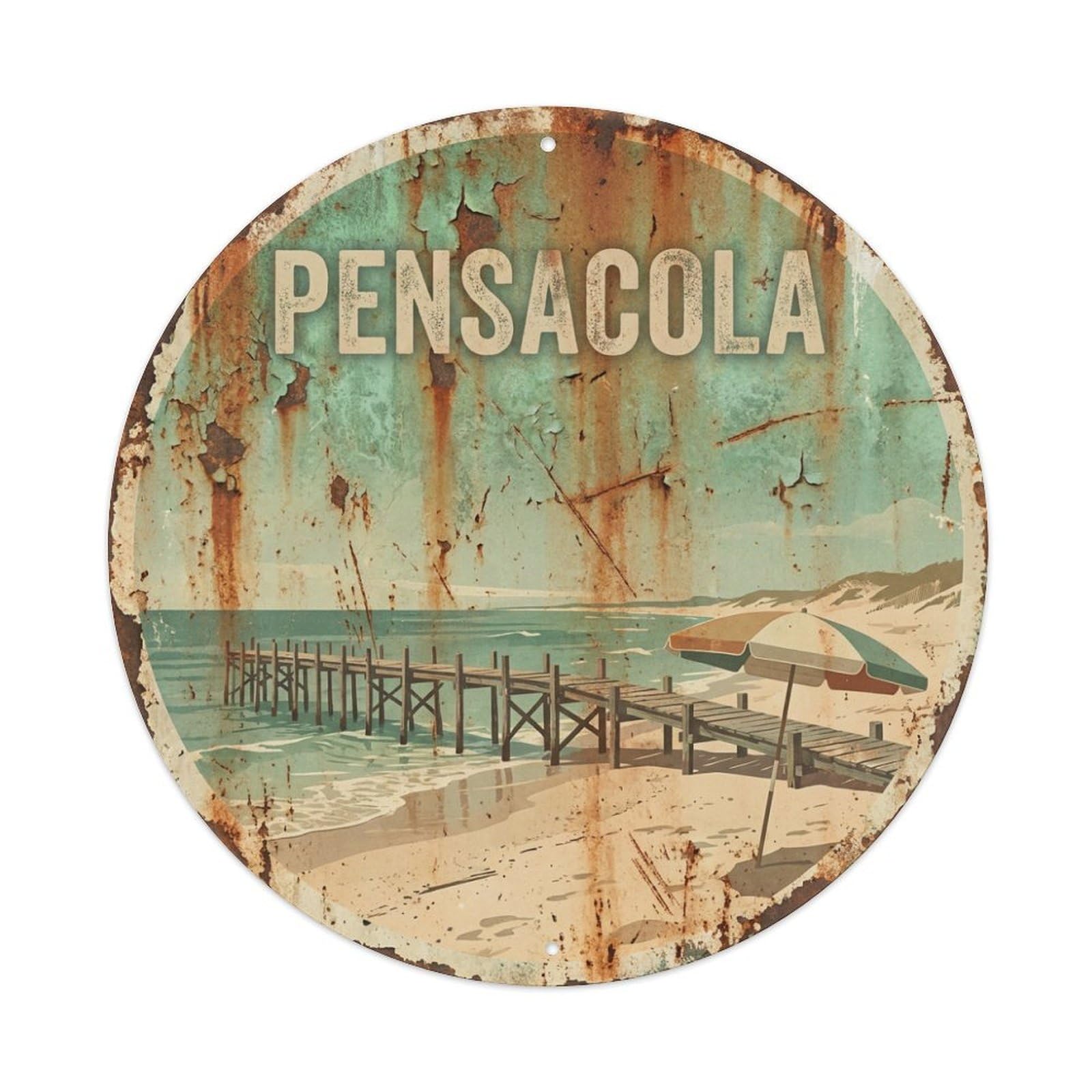 Tgrcjimh Style Metal Tin Sign Vintage Travel Usa Pensacola