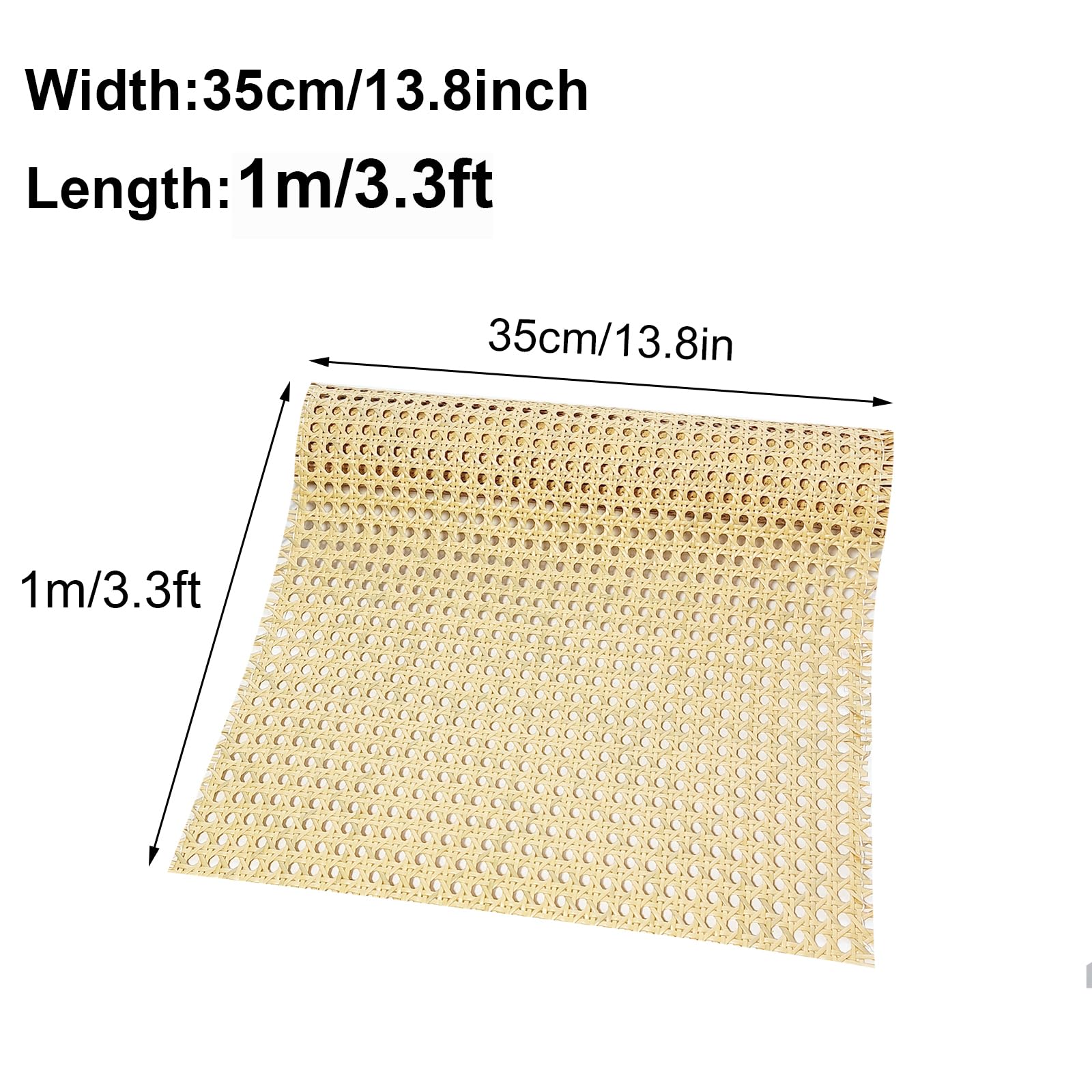 1 Roll Rattan,3.3ft x 13.8inch Plastic Cane Webbing Roll,Anti-Mildew Woven Open Mesh Rattan Roll,for Caning Projects Star Anise Wide Cane Sheet for DIY Crafts,Furniture - Image 2
