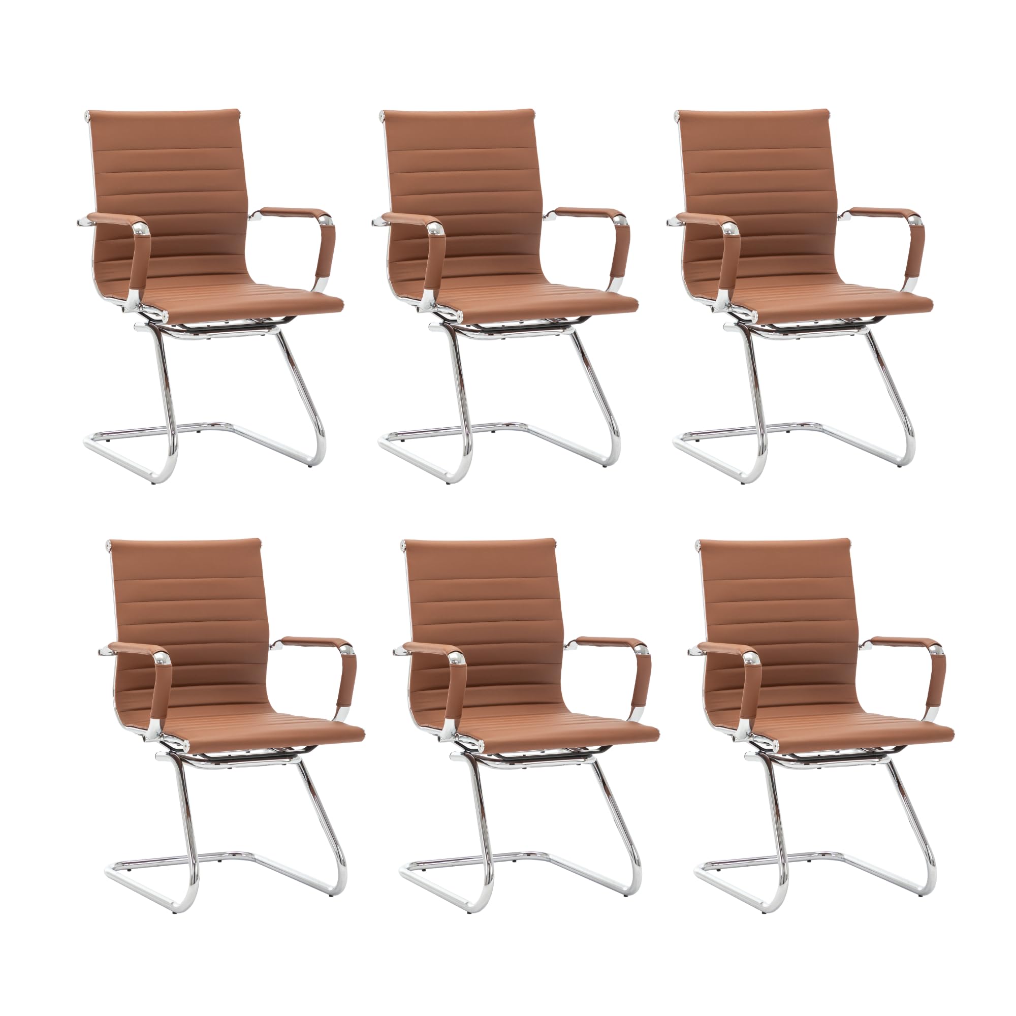 HNY 6-Pack PU Leather Office Guest Chairs