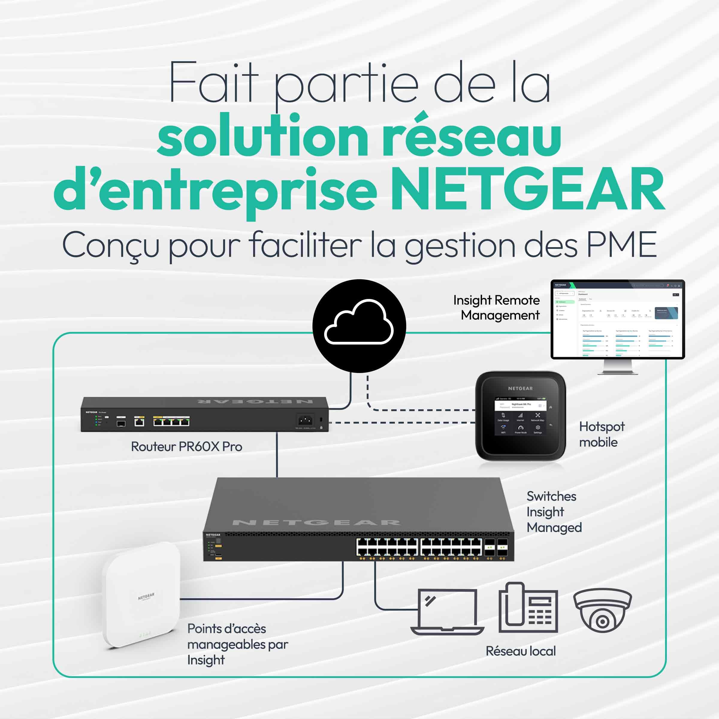 NETGEAR Routeur Pro 10 Gbit/Multi-Gigabit Dual-WAN avec Management Cloud Insight (PR60X) – 10 Gbit SPF+ - avec basculement en Cas de défaillance – 32 VLAN - Configuration VPN IPSec – Rackable