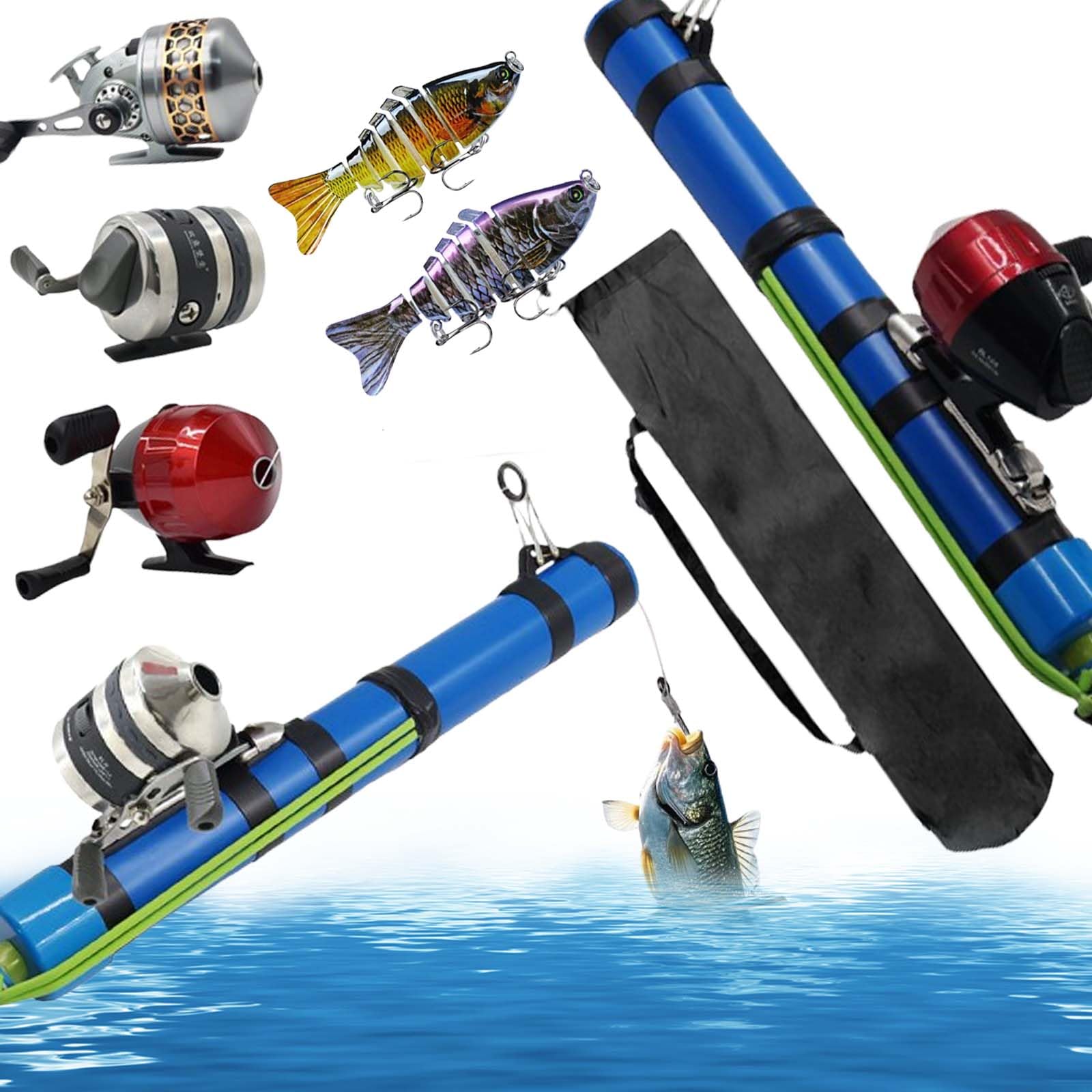 Fishing Catapult Rod(with Lifelike Fishing Lures), Compact Telescopic Lure Launcher Fishings Tool, Saltwater and Freshwater Great Gear