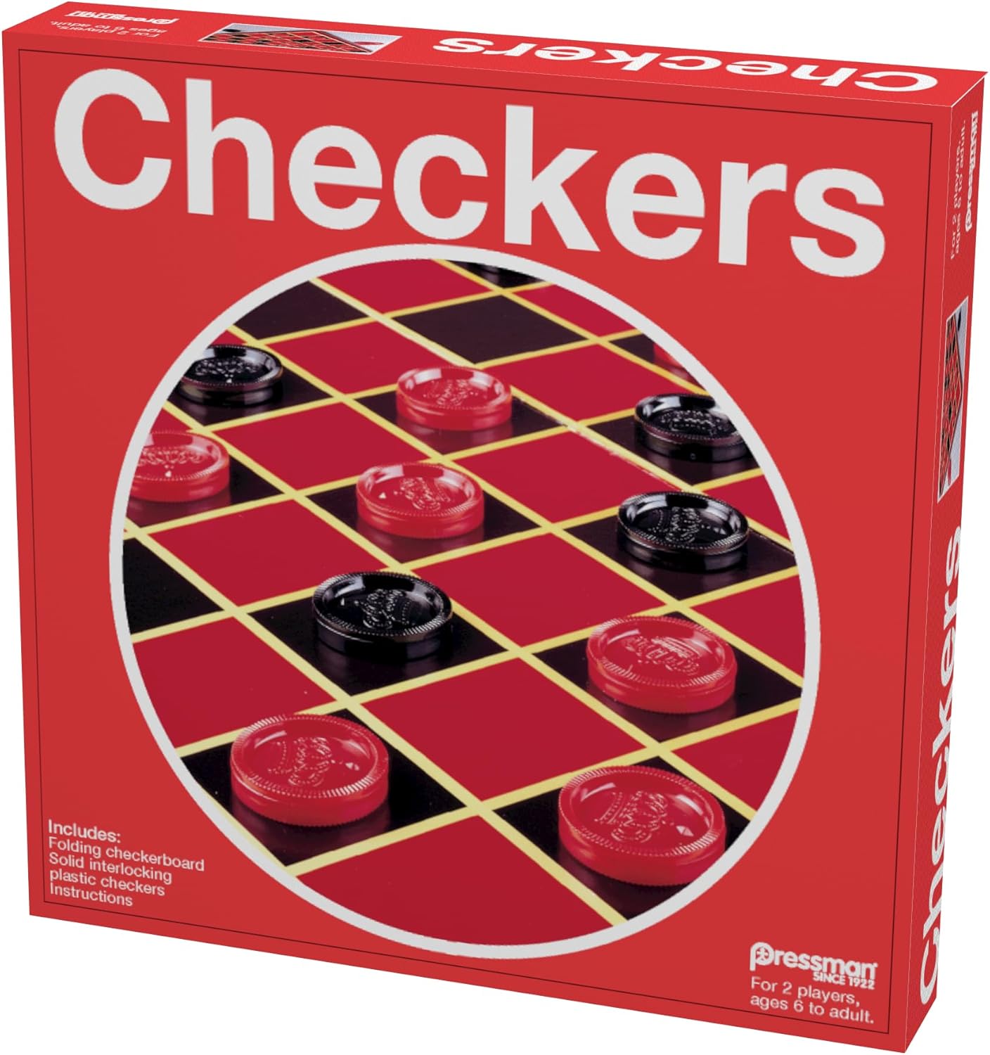 Pressman Checkers -- Classic Game With Folding Board and Interlocking Checkers ,5"
