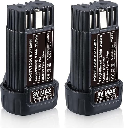 DCB080 3.0Ah 8V Li-ion Battery Replacement for Dewalt Battery DCF680N1 DW4390 DCF680N2 DCL023 DCF680 DCB095 DCF682 Compatible with DeWalt DCF682 Power Tools 2Packs