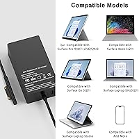 Vista 4 de Compatible con Microsoft Surface Charger, 65W Surface Pro Charger, compatible con Surface Pro 11,9,8,7,6,5,4,3,X Surface Laptop 7,6,5,4,3,2,1