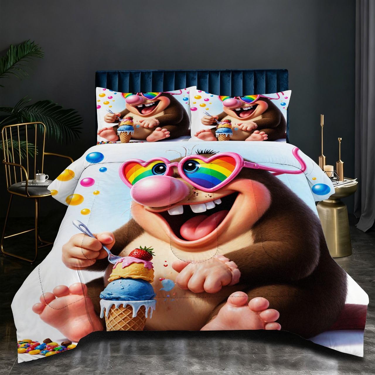 Parure de couette 240x260 cm avec souris animée pour créer un cocon de douceur dans la chambre
