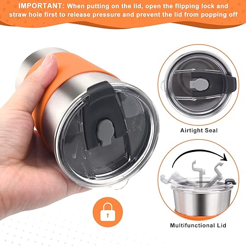 Miniatura 3 de Wownnic Vasos para niños con tapa y pajita, 6 paquetes de vasos de acero inoxidable de 12 onzas para niños, con hebillas cerradas a prueba de fugas,