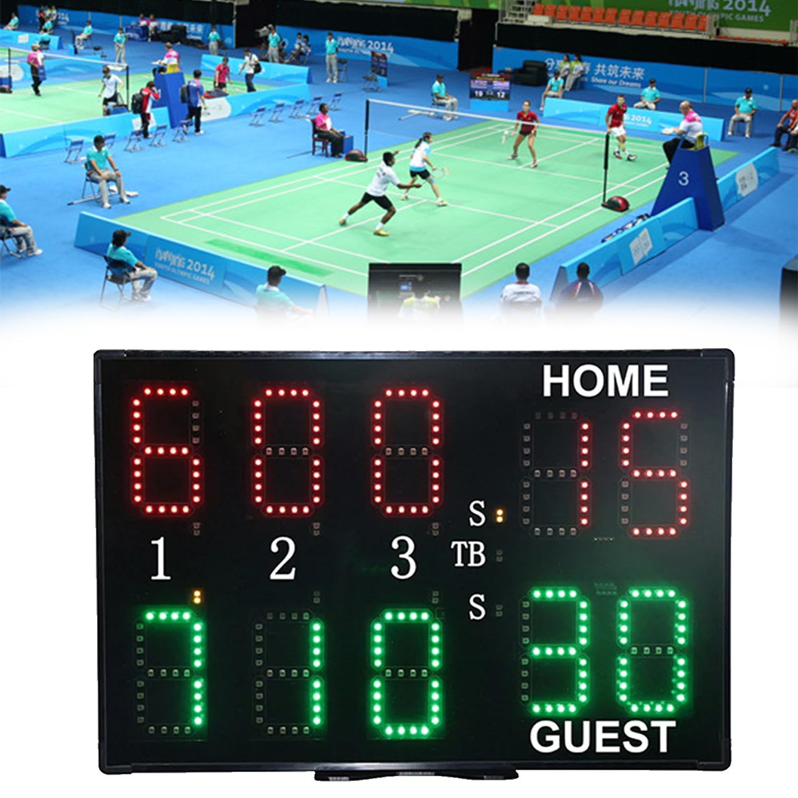 Marcador deportivo LED portátil temporizador electrónico exterior baloncesto fútbol críquet