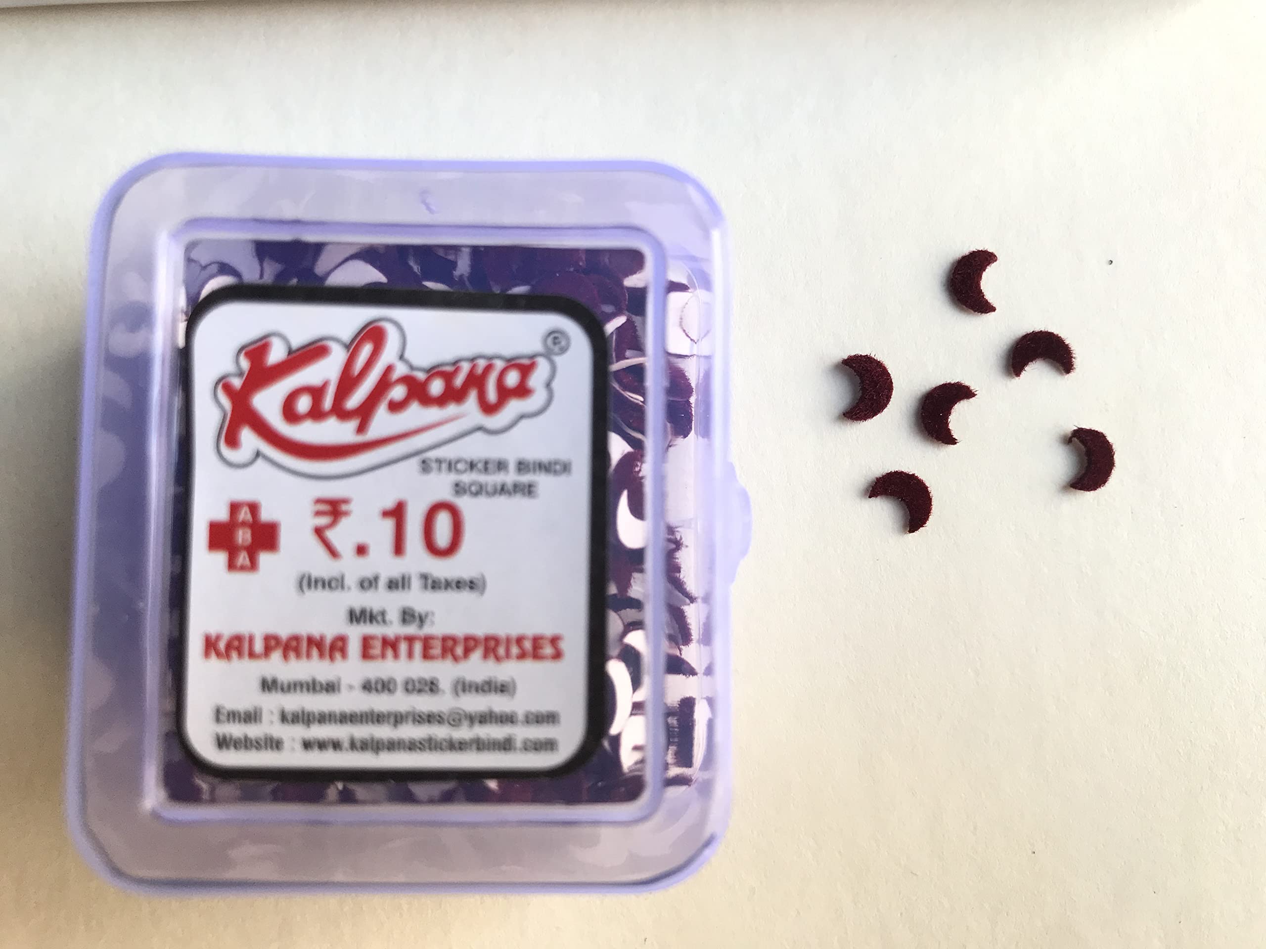 Kalpana Sticker Kumkum Bindi Chand Half Moon Shape Maroon Color (Size-0)