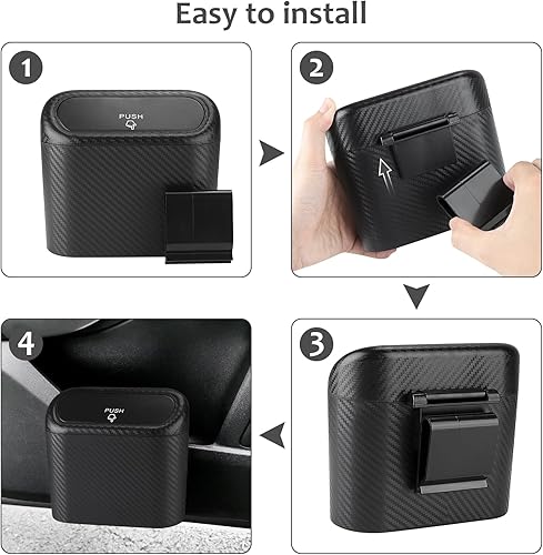 Miniatura 4 de Accmor Cubo de basura para automóvil con tapa, paquete de 2 mini cubos de basura para vehículos, organizador de basura con bolsa de basura,