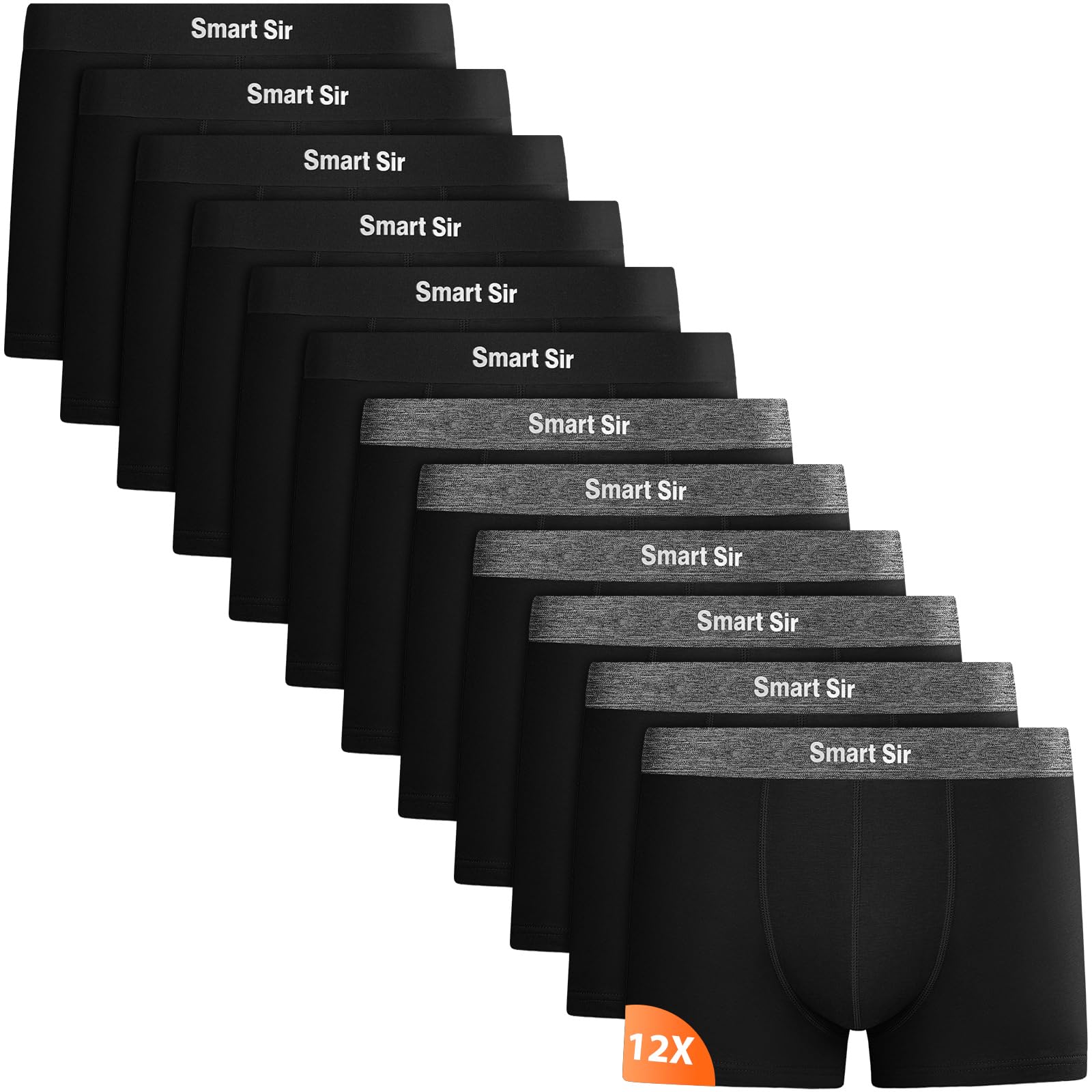 Smart Sir Boxershorts Herren 12er-Pack Unterhosen Männer Baumwolle Multipack mit elastischem Bund Gute Passform und Angenehm zu Tragen
