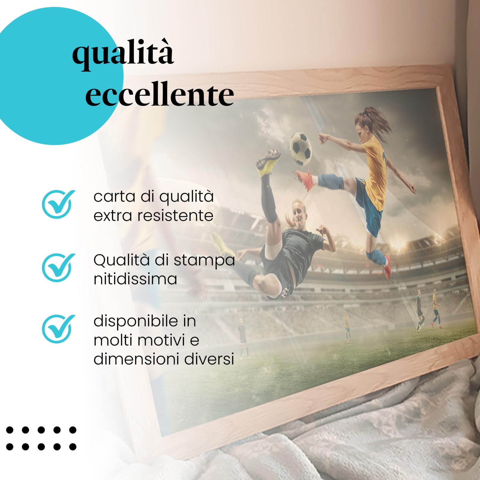 Postereck - 3527 - Calcio, donna palla stadio sport gioco squadra - Decorazione da Parete, Stampa Fotografica, Ideen Regalo, Stampa d'Arte - Tela - 100,0 cm x 75,0 cm