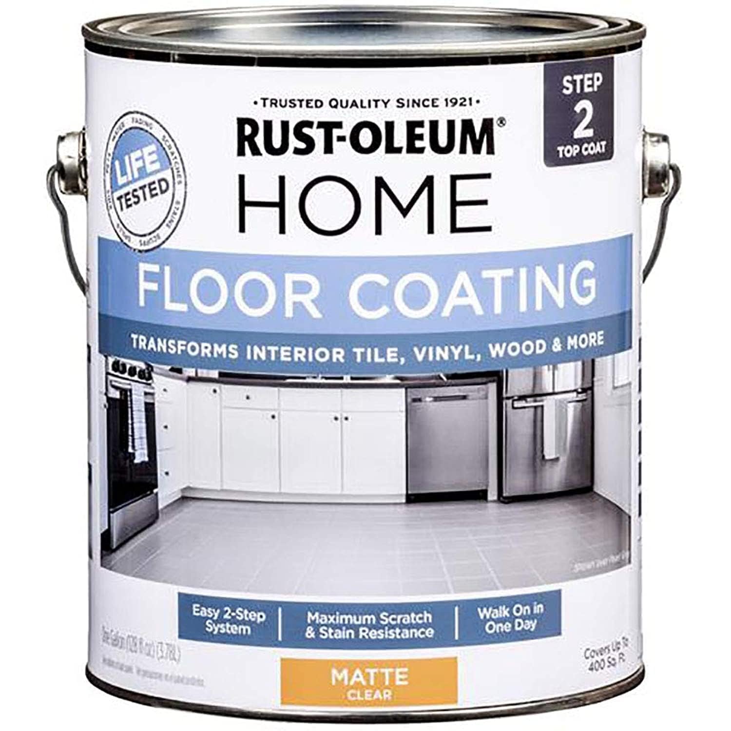 Rust-Oleum 358585 Clear Home Interior Floor Coating System, Step 2 Top Coat, Matte, 1 Gal