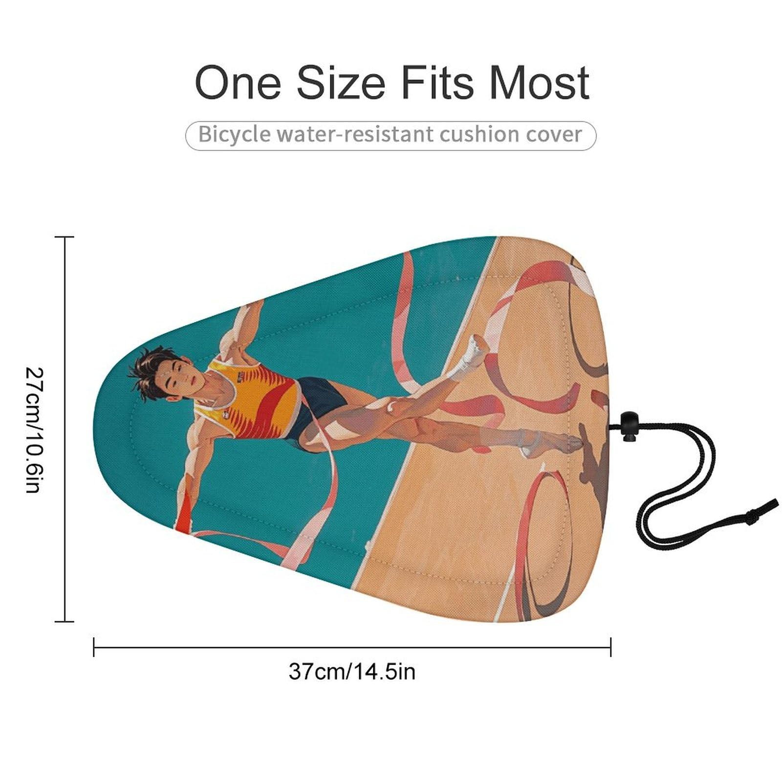 BVNMT Bike Seat Cushion Comfort Washable Bike Seat Cover Pommel Horse Ribbon Athletes Perform Acrobatic Cartoon Patterns Waterproof Bicycle Seat Covers Outdoor and Indoor Cycling