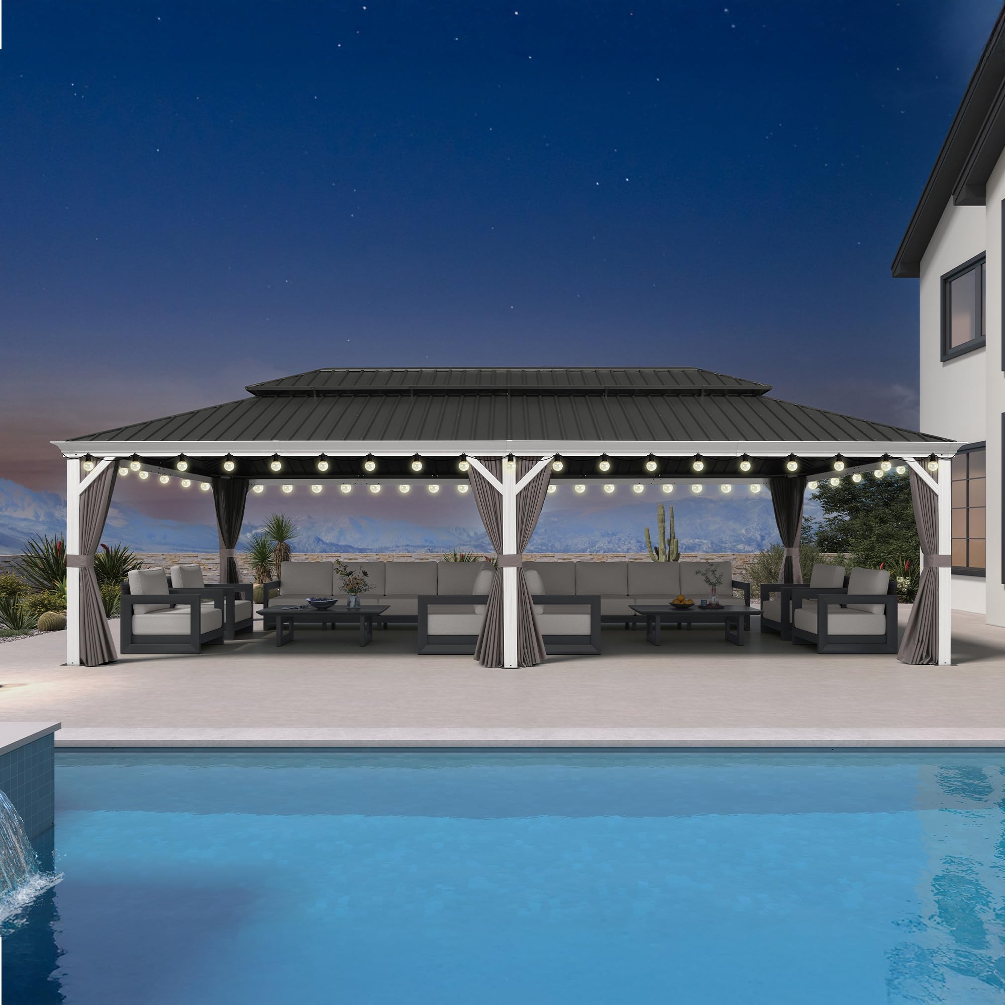 PURPLE LEAF 14x28 Double Roof Gazebo