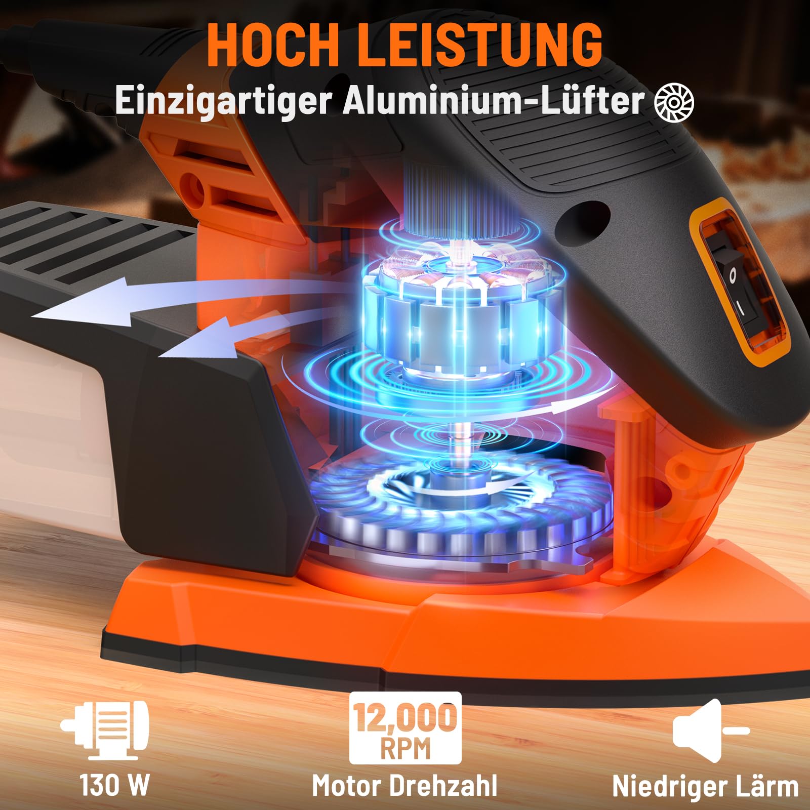 DOVAMAN L5 APEX Deltaschleifer 130 W, 12000 RPM Multischleifer mit effizienter Staubabsaugung, 12 Schleifpapieren, kompakt für Holz, Metall, Ecken & Möbel