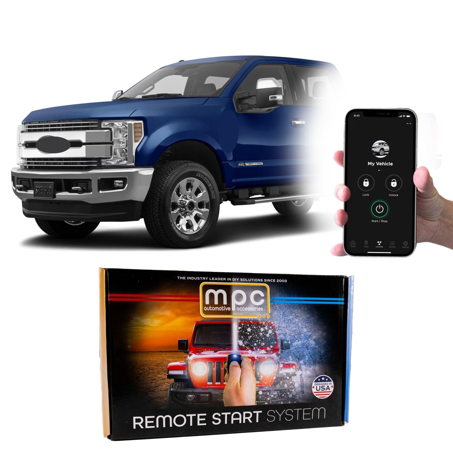 MPC Plug N Play Remote Starter For 2017-2019 Ford F-450 Super Duty Diesel - Uses OEM Key Fob, T-Harness, No Honk