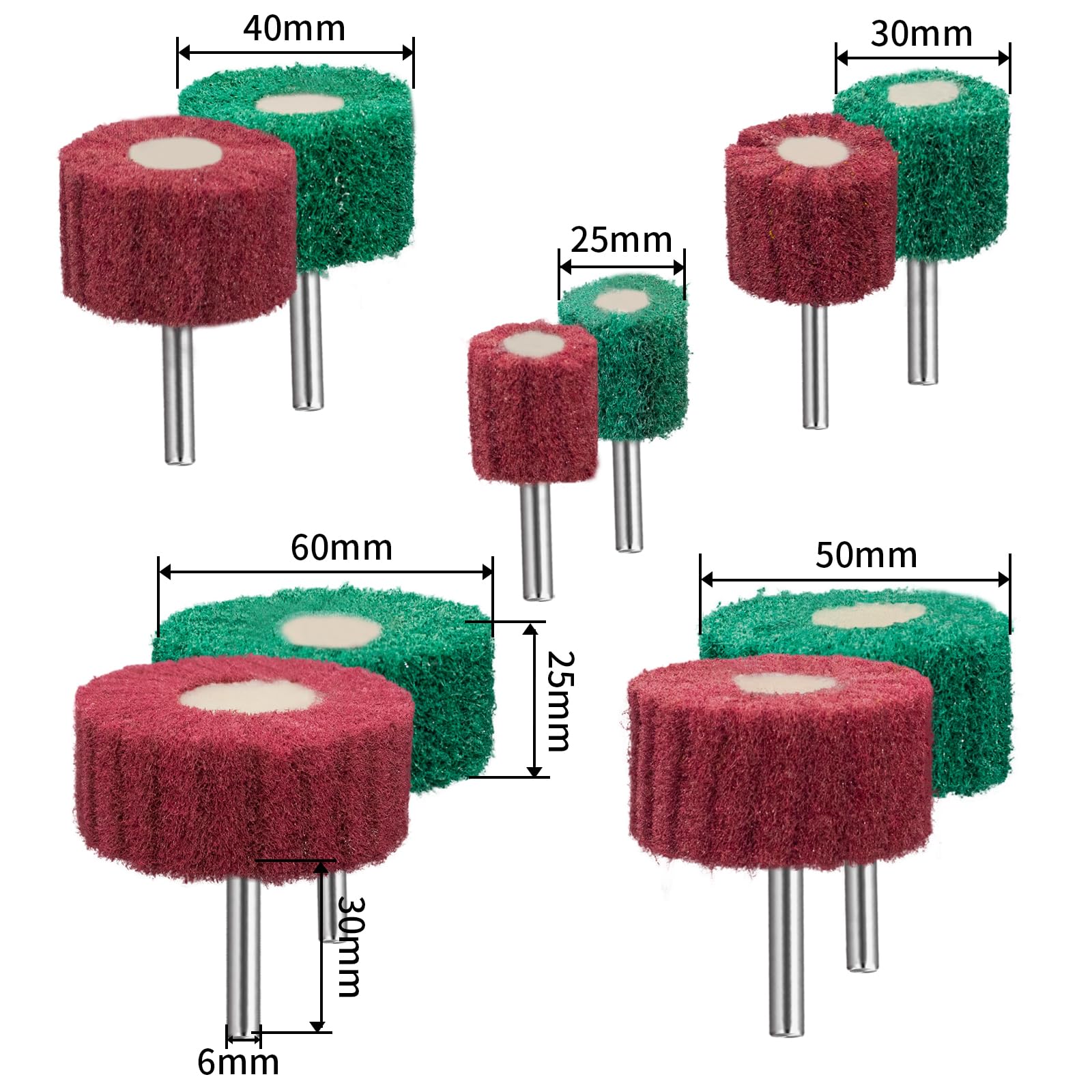 Senmai Tools Set di 10 spugne abrasive, dimensioni 25/30/40/50/60 mm Spugna abrasiva lamellare Accessorio abrasivo per trapano, avvitatore a batteria, smerigliatrice diritta