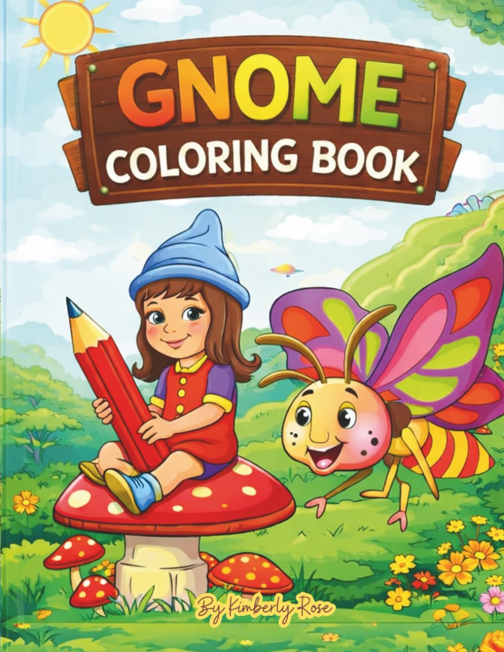 Cute Gnome Coloring Book: Bold and Easy Large Print Coloring Pages with Cute and Simple Designs for Kids, Teens, and Adults