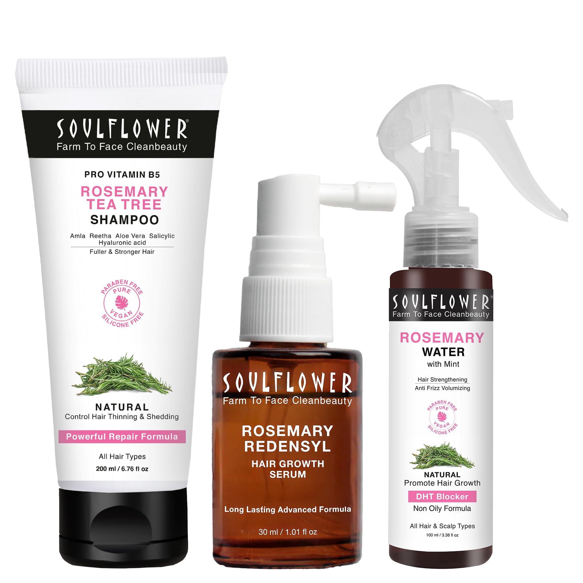 Soulflower Rosemary Hair Growth Combo | Hair Shampoo, Growth Serum & Rosemary Water Spray | Reduces Hair Fall, Promotes Hair Growth, Nourishes Scalp | Unisex | Natural & Sulphate-Free Combo-image-49