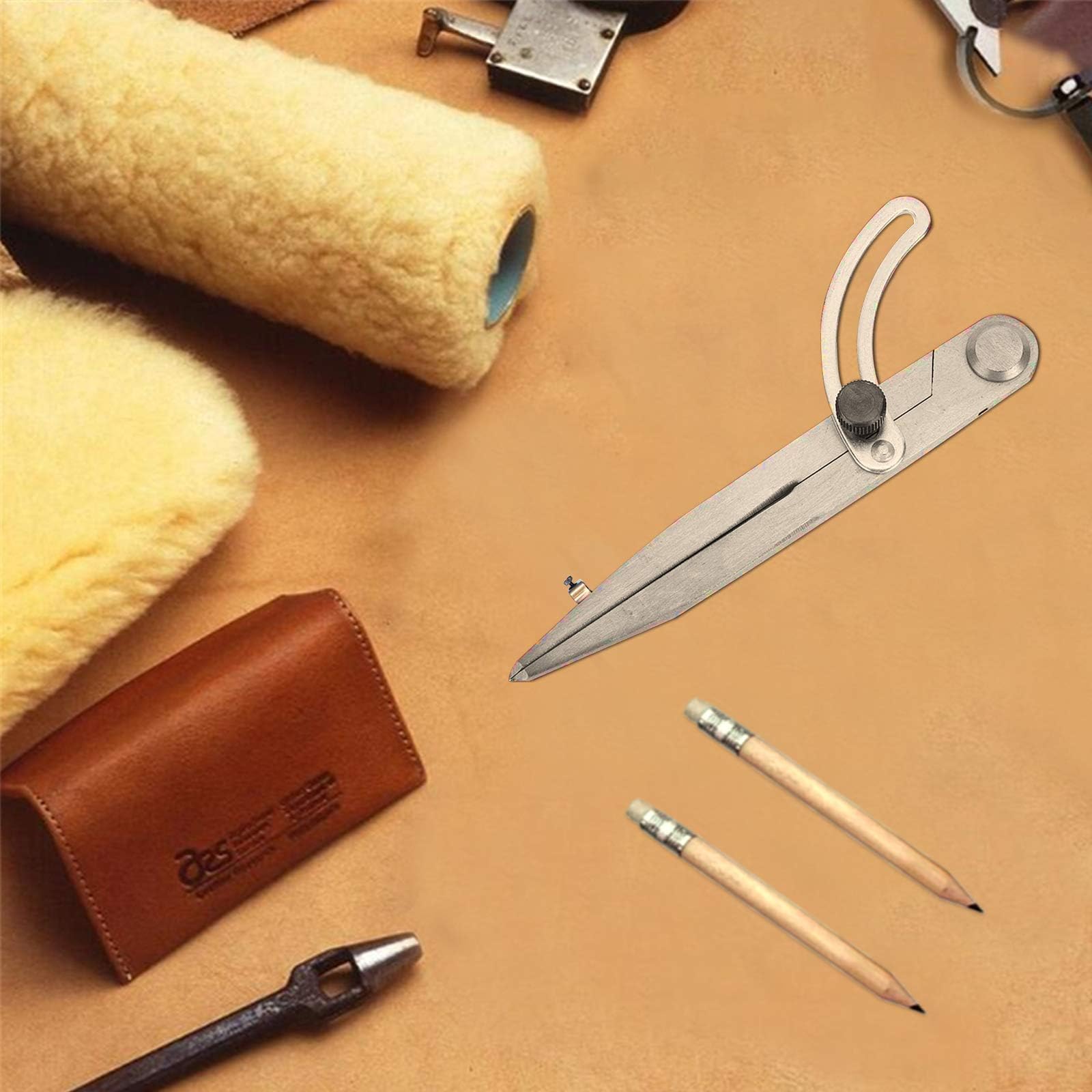 Compas de Mesure en Acier Professionnel avec Pointe au Carbone pour Charpentier
