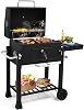 Large Charcoal BBQ Grill, Portable Barbecue Grill with Adjustable Charcoal Tray, Foldable Side Tables & Wheels, Outdoor Garden Barbecue Smoker for Camping Backyard Patio Party Picnic