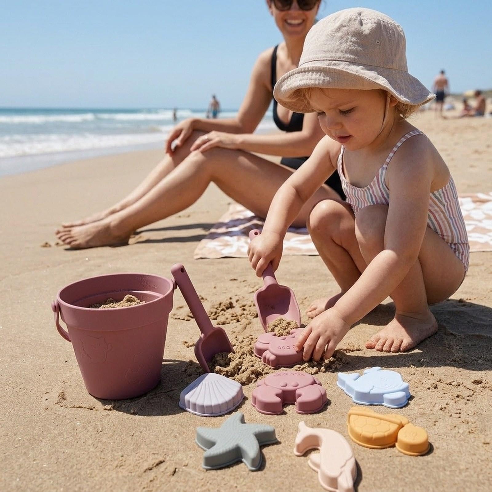 Giochi da Spiaggia per Bambini, Giochi da Sabbia, Regalo di Compleanno Divertente, Versatile E Moderno, Giochi per Bambine, Ideali per I Viaggi E Altr, Rosso