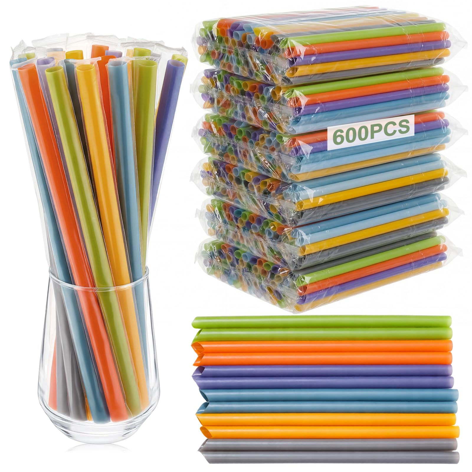 Tessco for You 600 Pcs 9.84 Inch Boba Straws 10mm Wide Colorful