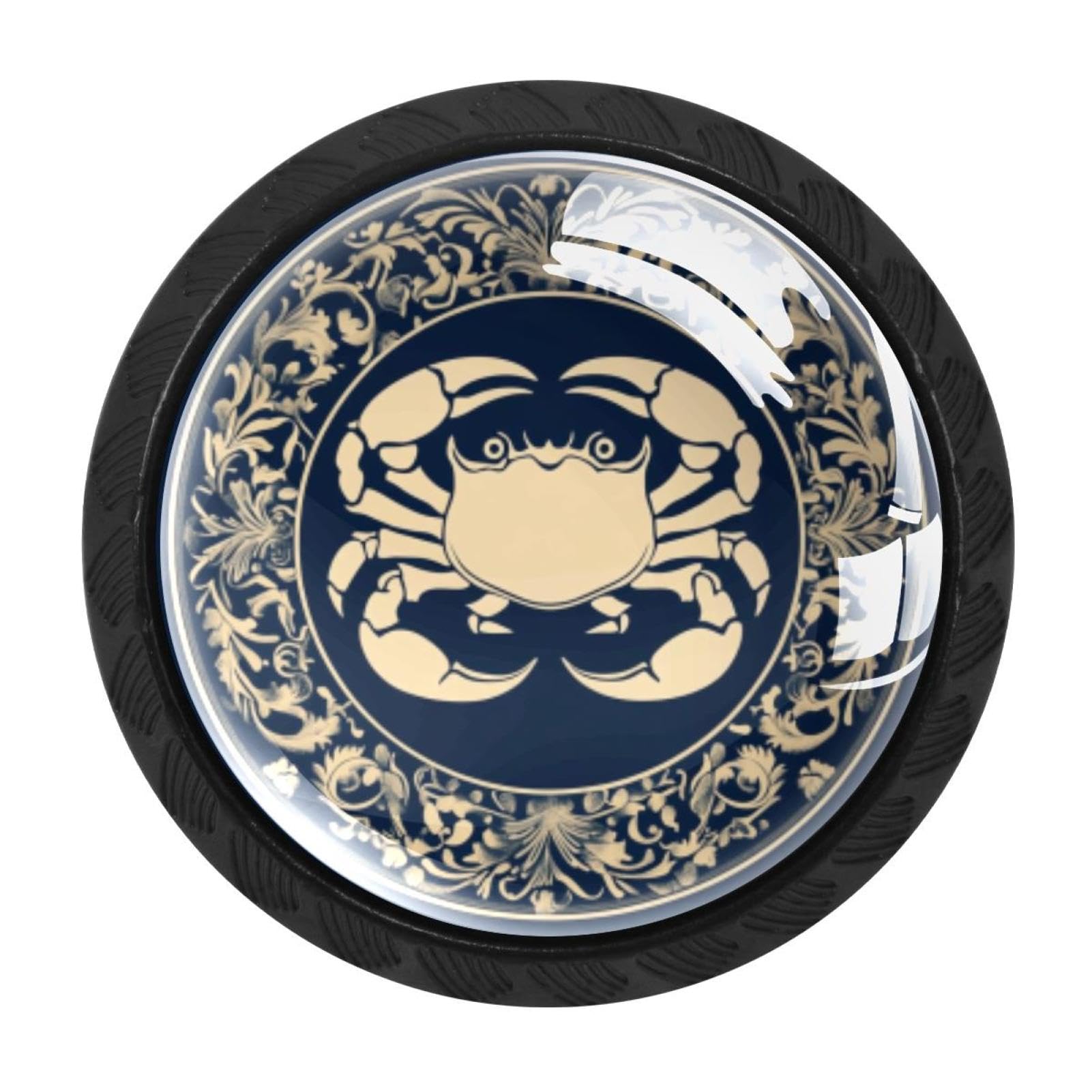 CHENZZZZ 4 pcs Crab (5) Cabinet Knobs Crystal Drawer Pulls for Kitchen, Bathroom Cabinet, Dresser and Cupboard